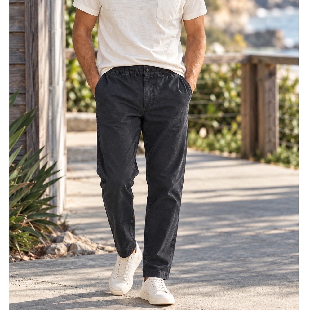 OUTERKNOWN Beach Jean Washed Black Organic Cotton Elastic Waist Pants